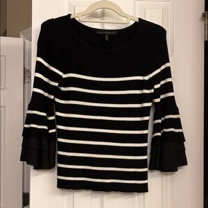 White House Black Market Black and White Striped Sweater